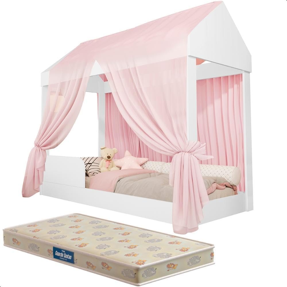 Cama Montessoriana Rosa com Colchão Crystal